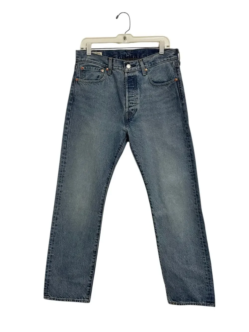 Levis 501 Big E Premium Jeans Medium Wash Button Fly Straight Leg Mens 32x30